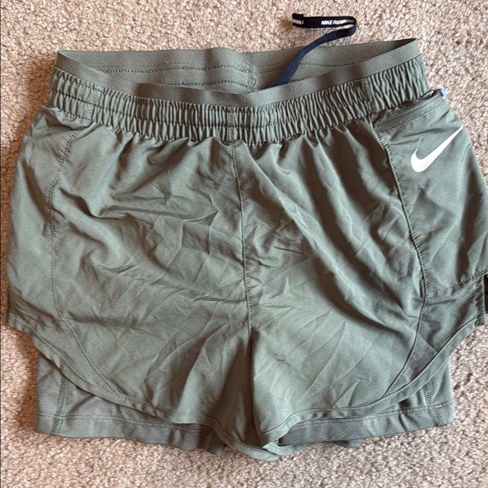 Nike Women's Dri-Fit Olive Green Running Shorts